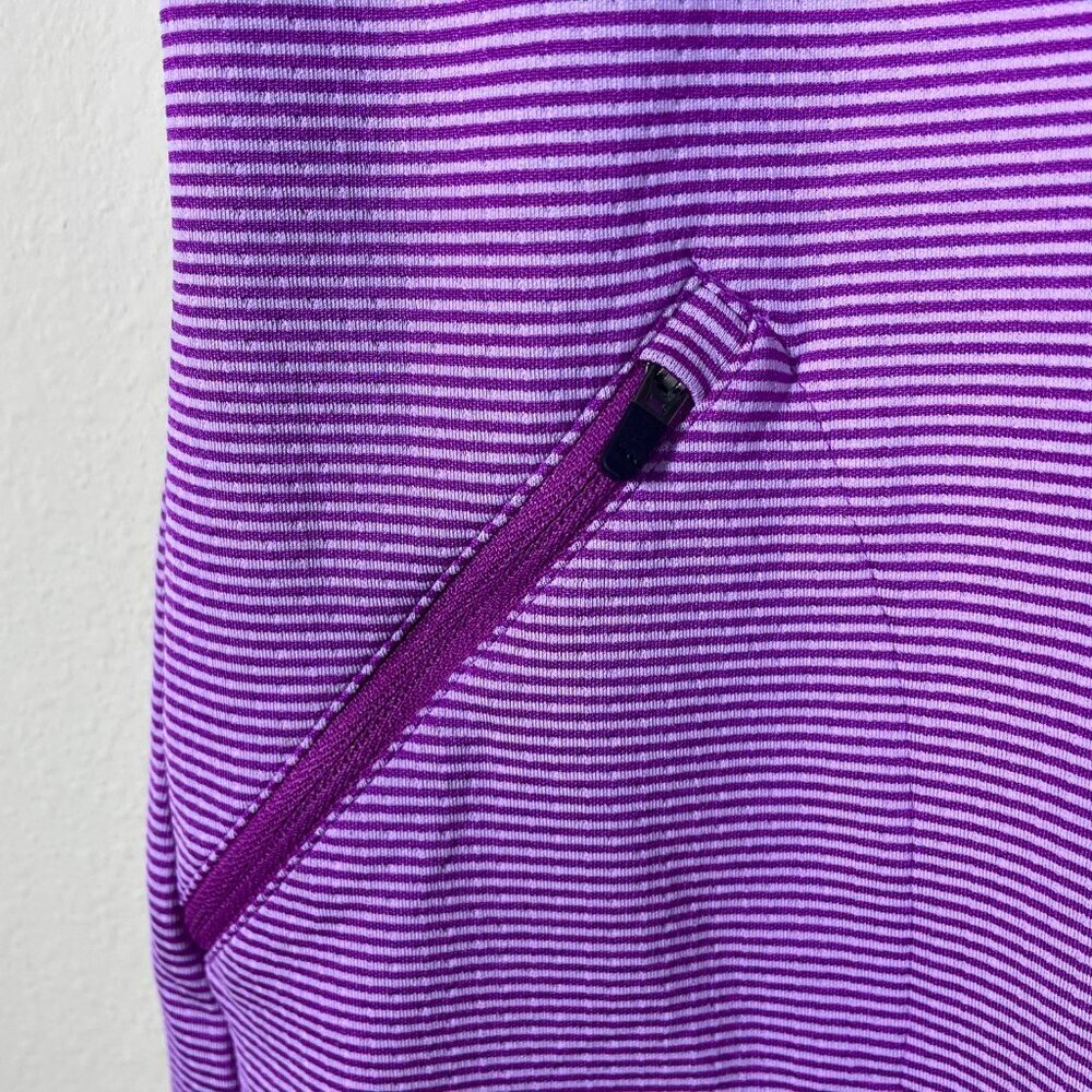 Title Nine Layli Active Dress Pinkish Purple Stripe & Dot Cowl Neck Pockets M! - Picture 2 of 6